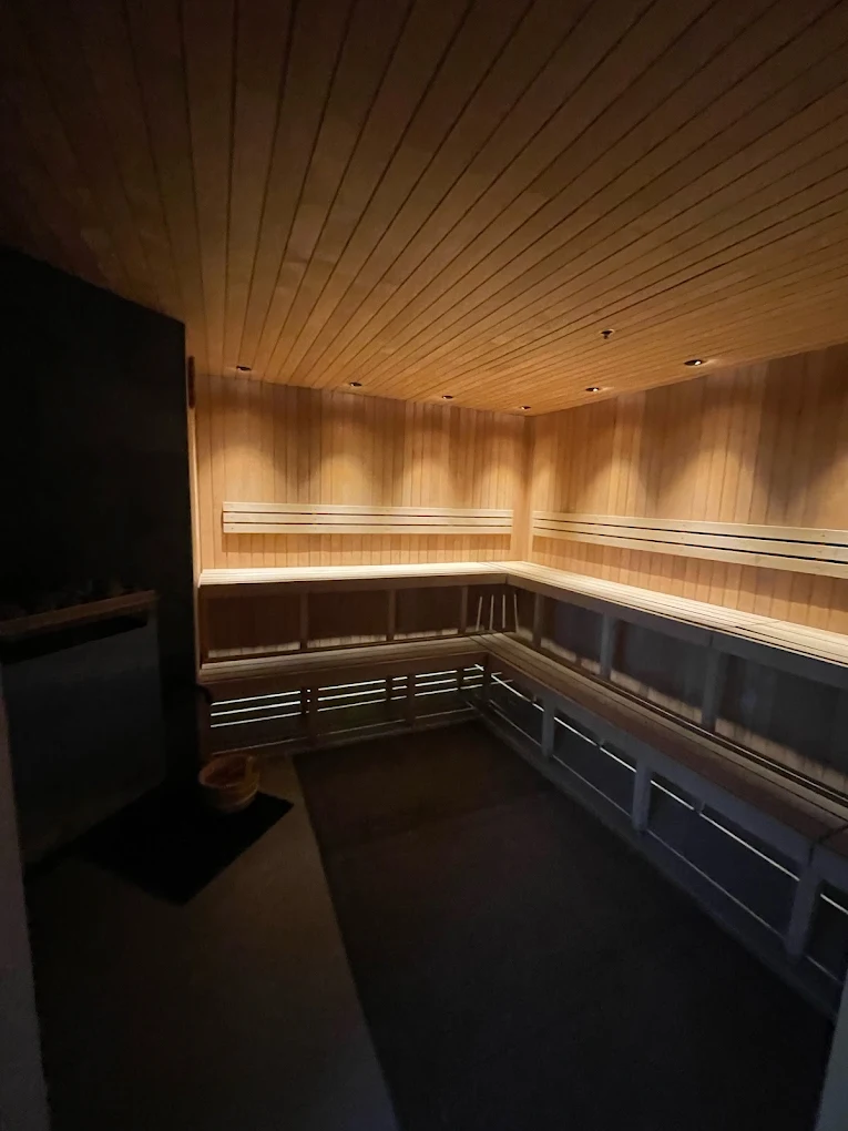 Sauna interior at PLUNJ Saratoga Springs